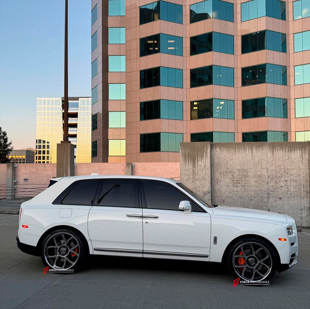 We manufacture premium quality forged wheels for ROLLS ROYCE CULLINAN 2024+&nbsp;in any design, size, color.

THIS WHEEL DESIGN CAN BE CUSTOM-MADE FOR YOUR CAR IN ANY SIZE AND COLOR OPTIONS
Available in monoblock, 2-piece, 3-piece, duoblock, beadlock
3D wheel renderings are provided according to the exact dimensions and specifications requested by the client, ensuring proper fitment for their car prior to production

OPTIONS:&nbsp;

Brushed, polished, chrome, dual-color, milled face&nbsp;&nbsp;
Floating spi