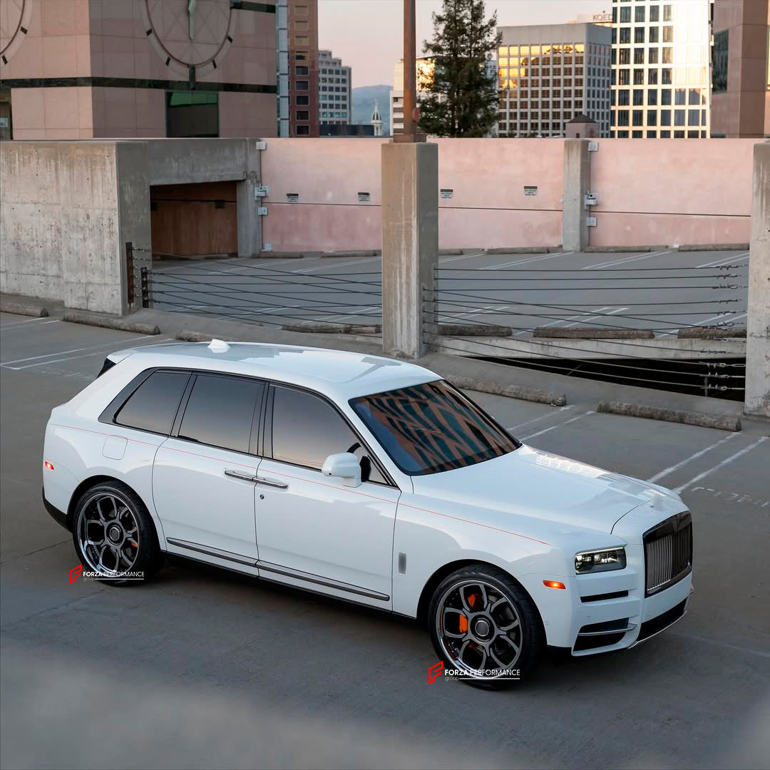 We manufacture premium quality forged wheels for ROLLS ROYCE CULLINAN 2024+&nbsp;in any design, size, color.

THIS WHEEL DESIGN CAN BE CUSTOM-MADE FOR YOUR CAR IN ANY SIZE AND COLOR OPTIONS
Available in monoblock, 2-piece, 3-piece, duoblock, beadlock
3D wheel renderings are provided according to the exact dimensions and specifications requested by the client, ensuring proper fitment for their car prior to production

OPTIONS:&nbsp;

Brushed, polished, chrome, dual-color, milled face&nbsp;&nbsp;
Floating spi