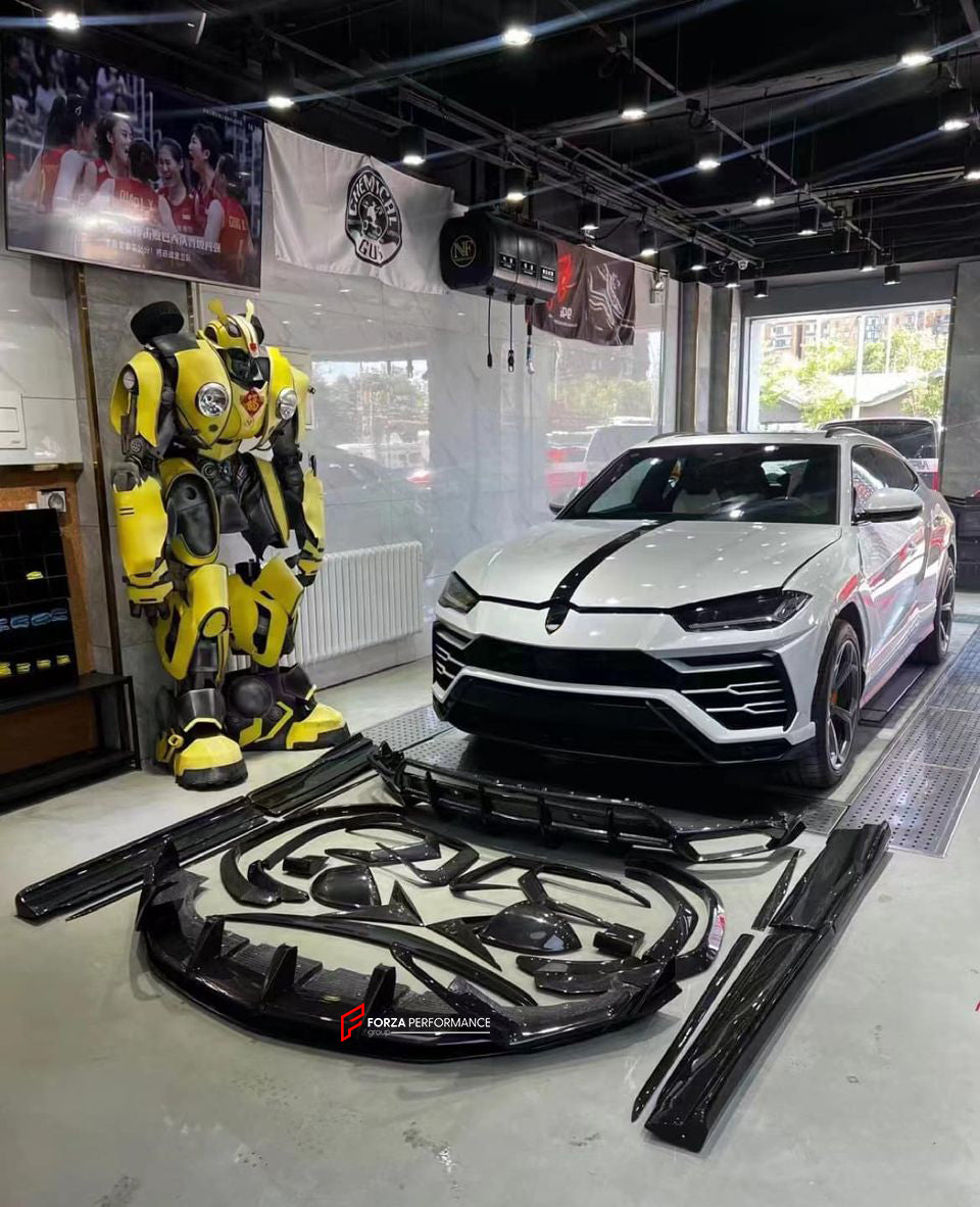 CARBON BODY KIT for LAMBORGHINI URUS 2018+  Set includes:  Front Lip Rear Diffuser Side Skirts Door Trims Side Fenders Side Mirror Covers Front Canards Rear Canards Roof Spoiler Rear Spoiler