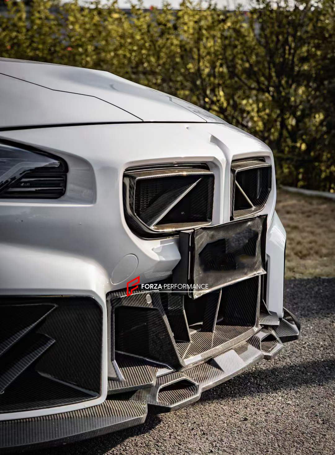 CARBON FRONT BUMPER LOWER MESH GRILLE for BMW M2 G87 2023 - 2025  Set includes:  Front Bumper Lower Mesh Grille