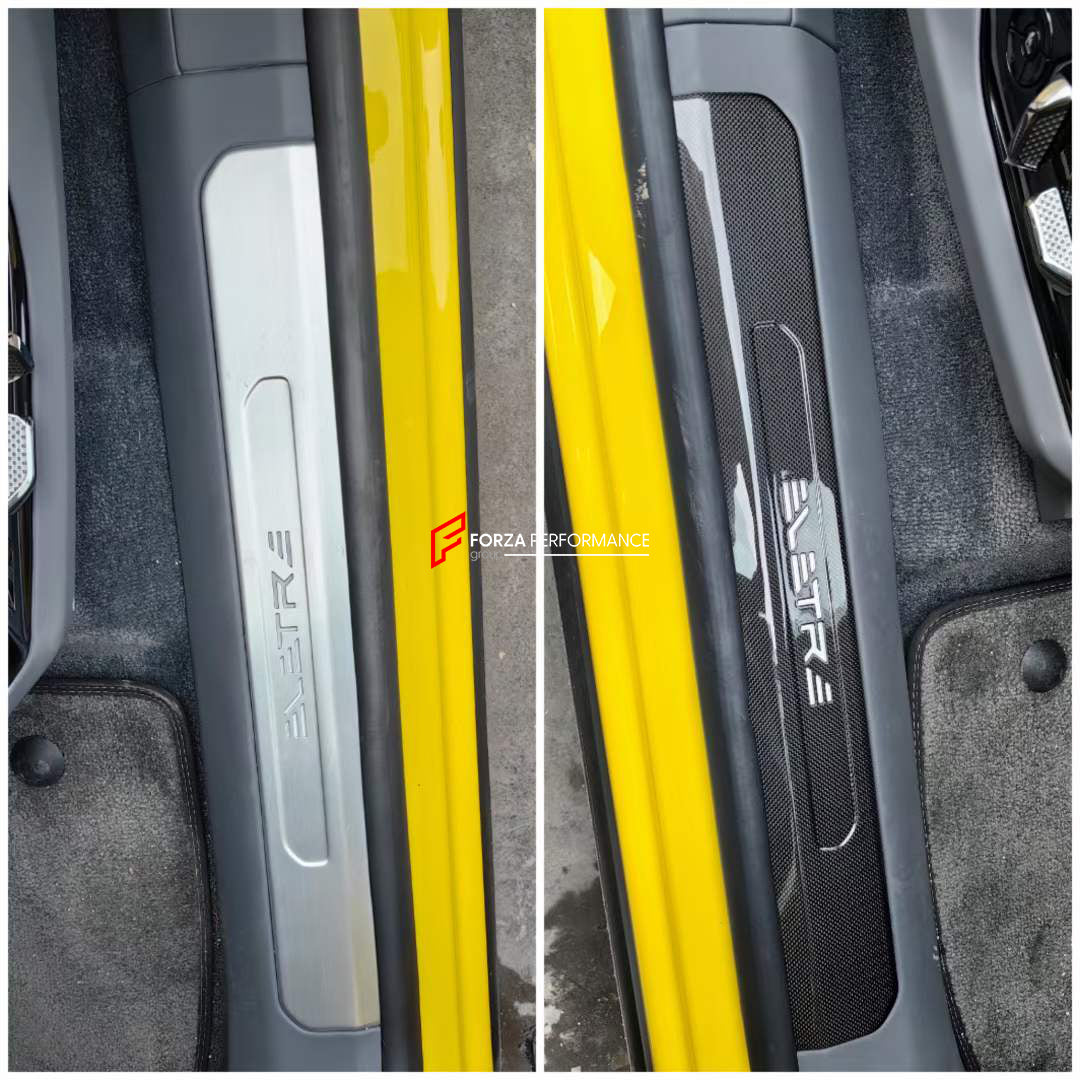 DRY CARBON INTERIOR KIT for LOTUS ELETRE  Set includes:  Front Doors Panel Covers Rear Doors Panel Covers Window Switch Covers Center Console Box Cover Light Frame Control Panel Cover Door Seals