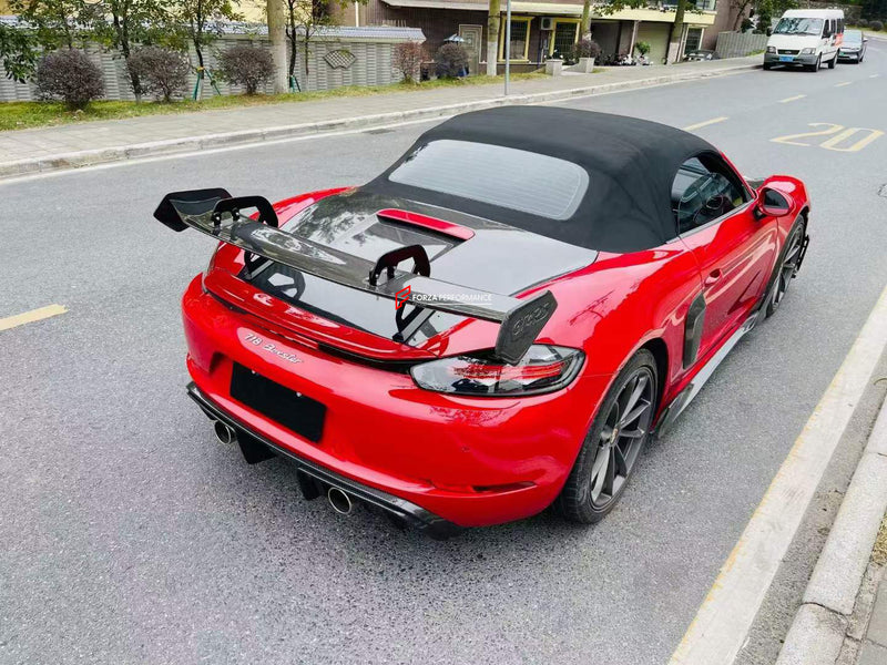 UPGRADE DRY CARBON REAR SPOILER for PORSCHE 718 982 981 987 CAYMAN BOXSTER upgrade to GT4RS