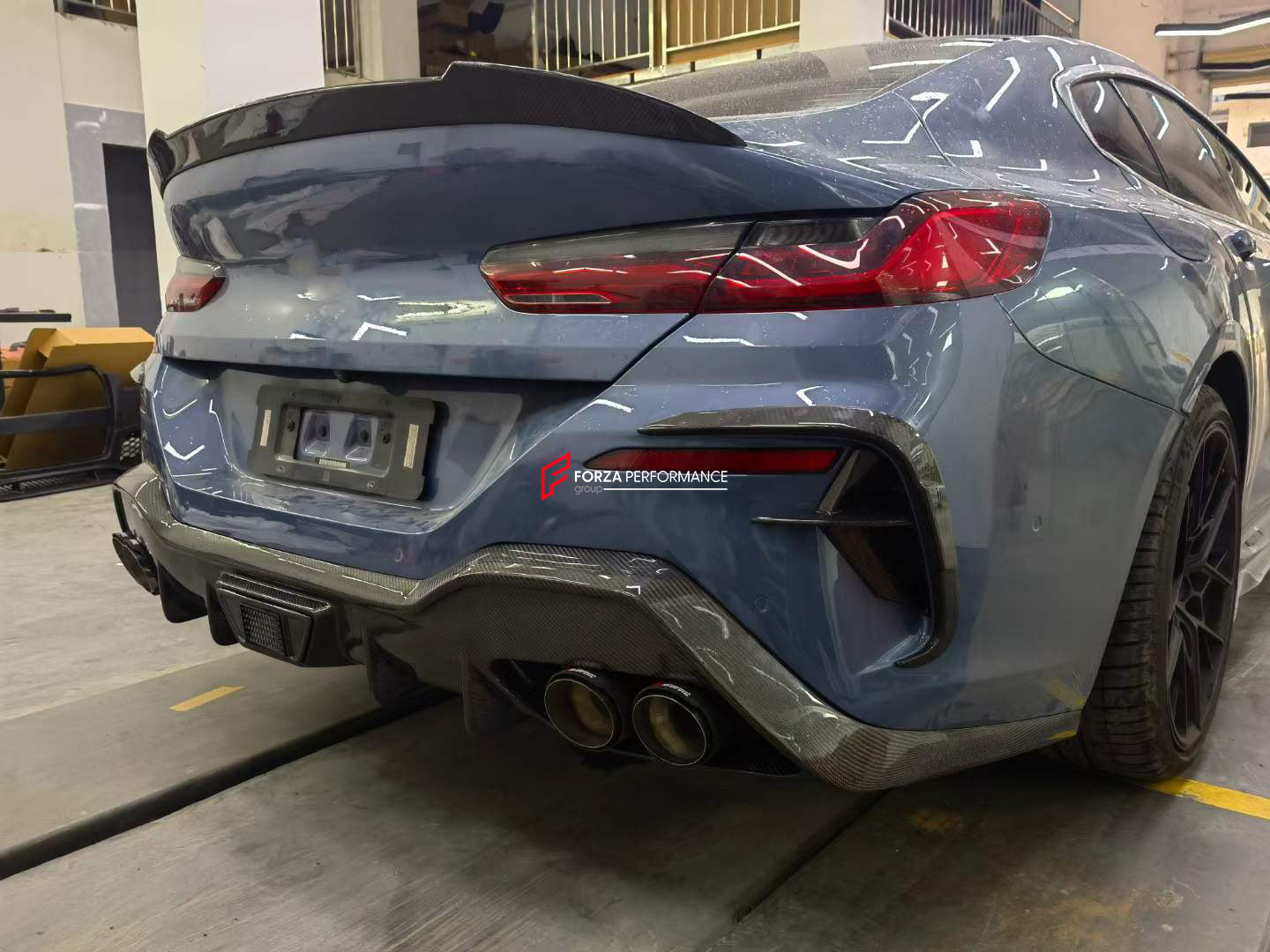 CARBON BODY KIT for BMW 8 SERIES G16 2019+  Set includes:  Front Grille Front Lip Front Canards Rear Spoiler Rear Diffuser Exhaust Tips Side Mirrors Covers