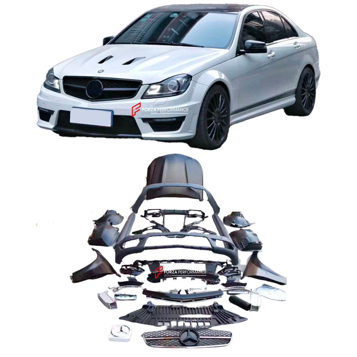 CONVERSION BODY KIT for MERCEDES BENZ C CLASS W204 UPGRADE to W204 C63 STYLE 2011 - 2015



Set includes:

Front Bumper Assembly
Hood/Bonnet (black series style, have regular C63 style option)
Front fenders
Side skirts
Rear Bumper Assembly

NOTE: Professional installation is required