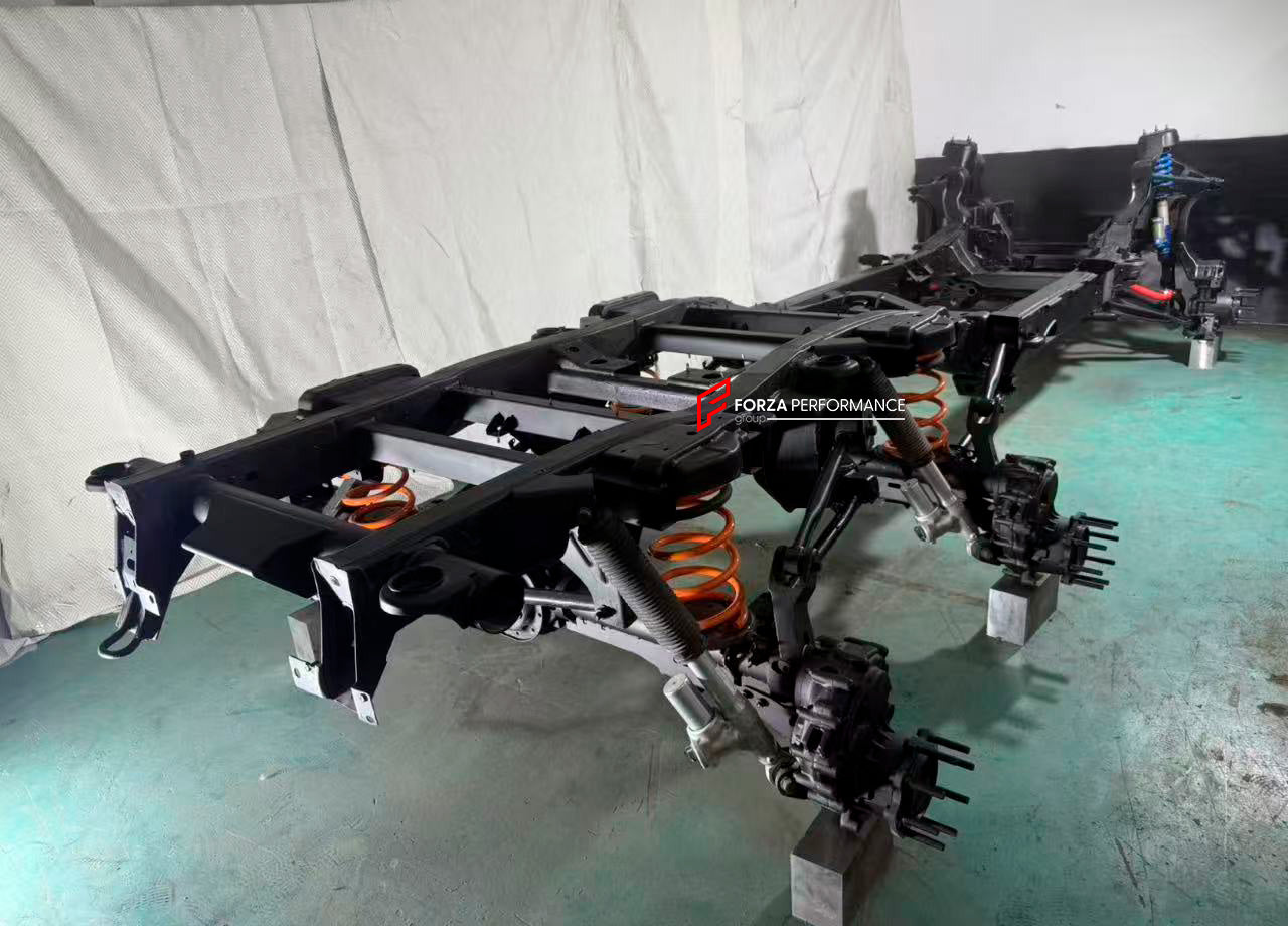6x6 FRAME COMPLETE AXLE WITH PORTALS FOR MERCEDES BENZ G CLASS AMG W464 W465 G500 G400 G63 2019+

Set includes:

6x6 Extended Frame
Front Portals
Rear Axle Portals
Middle Axle Portals
Rear Axle
Middle Axle
Front Shocks
Rear Axle Springs
Middle Axle Springs
Rear Axle Shocks
Middle Axle Shocks
Rear Axle Tie Rod
Rear Axle Stabilizer Bar
Rear Axle Pull Rods
Middle Axle Tie Rod
Middle Axle Stabilizer Bar
Middle Axle Pull Rods
Drive Shaft from middle axle to rear axle

Clearance Increase: +150mm ( 6 inch )

Wheel