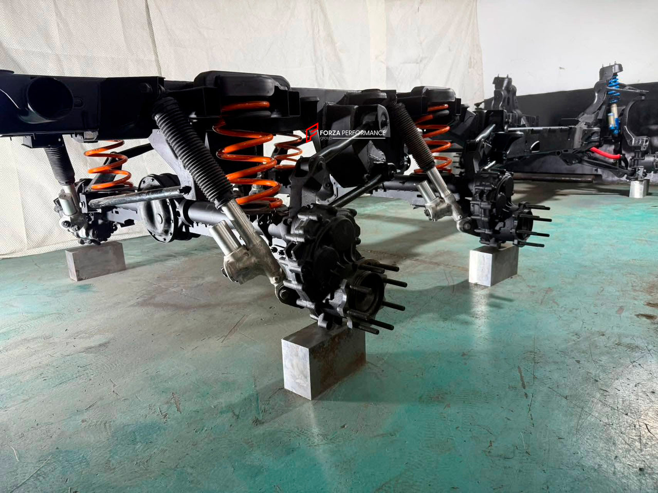 6x6 FRAME COMPLETE AXLE WITH PORTALS FOR MERCEDES BENZ G CLASS AMG W464 W465 G500 G400 G63 2019+

Set includes:

6x6 Extended Frame
Front Portals
Rear Axle Portals
Middle Axle Portals
Rear Axle
Middle Axle
Front Shocks
Rear Axle Springs
Middle Axle Springs
Rear Axle Shocks
Middle Axle Shocks
Rear Axle Tie Rod
Rear Axle Stabilizer Bar
Rear Axle Pull Rods
Middle Axle Tie Rod
Middle Axle Stabilizer Bar
Middle Axle Pull Rods
Drive Shaft from middle axle to rear axle

Clearance Increase: +150mm ( 6 inch )

Wheel