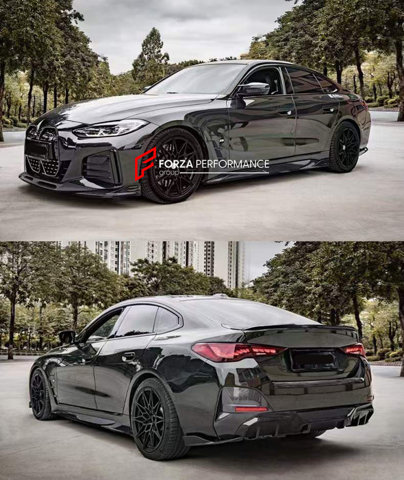 CARBON BODY KIT for BMW i4 2021+  Set includes:  Front Lip Side Skirts Rear Diffuser Rear Spoiler Side Mirrors Aerial