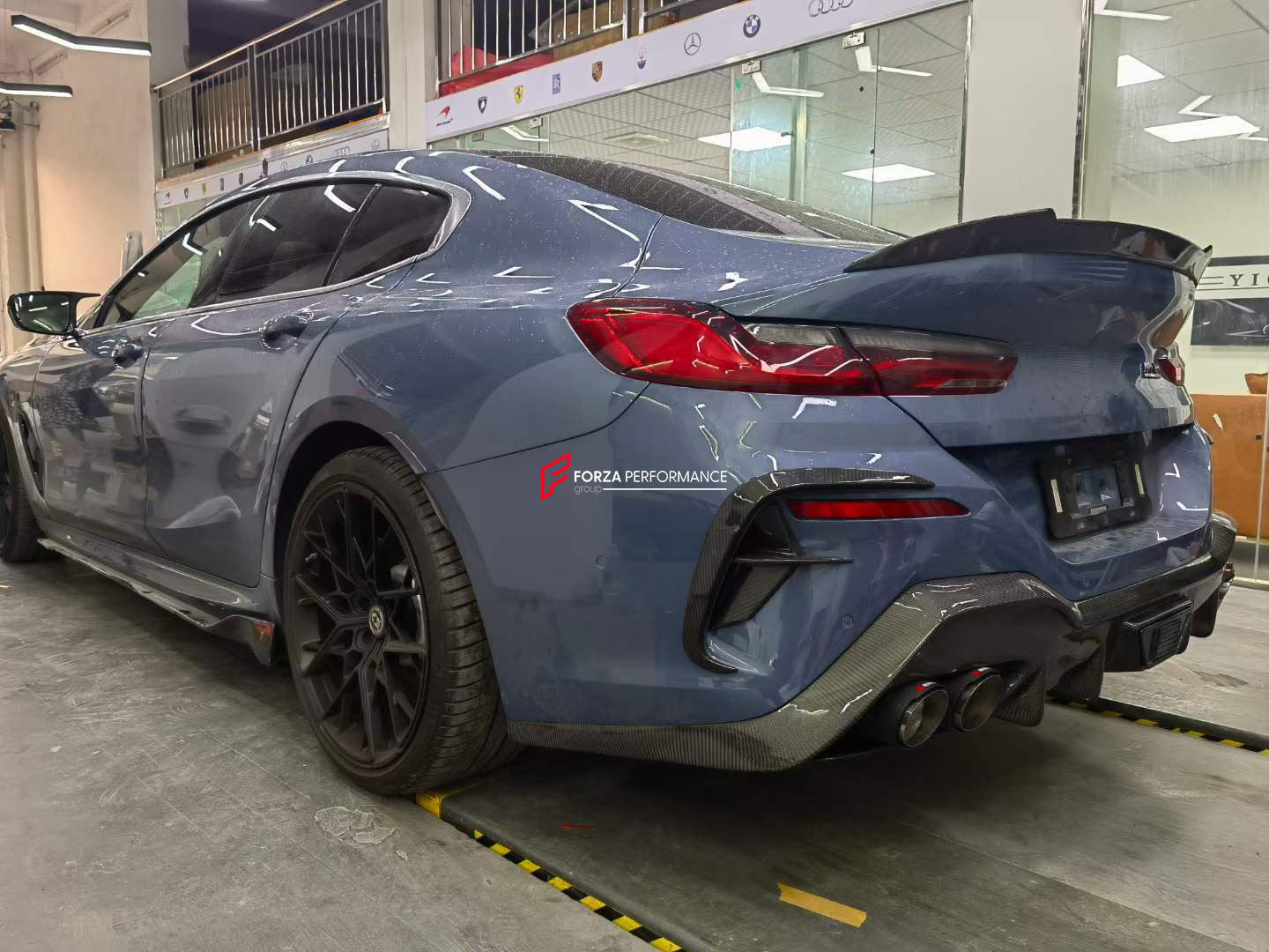CARBON BODY KIT for BMW 8 SERIES G16 2019+  Set includes:  Front Grille Front Lip Front Canards Rear Spoiler Rear Diffuser Exhaust Tips Side Mirrors Covers