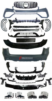 CONVERSION BODY KIT for MERCEDES-BENZ GLC X253 2015 - 2019 to GLC 63 AMG  Set includes:  Front Grille Front Bumper Side Fenders Rear Bumper Rear Diffuser Exhaust Tips