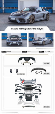 GT4RS BODY KIT for PORSCHE 718 982 CAYMAN BOXSTER 2016+  Set includes:  Front Bumper Rear Spoiler Exhaust Tips Side Air Vent Covers