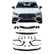 A45S STYLE BODY KIT for MERCEDES-BENZ A-CLASS A45 W177 AMG FACELIFT HATCHBACK 2022+    Set includes:  Front Lip Front Canards Fender Flares Rear Spoiler Rear Bumper Air Vent Covers Rear Diffuser