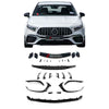 A45S STYLE BODY KIT for MERCEDES-BENZ A-CLASS A45 W177 AMG FACELIFT HATCHBACK 2022+    Set includes:  Front Lip Front Canards Fender Flares Rear Spoiler Rear Bumper Air Vent Covers Rear Diffuser