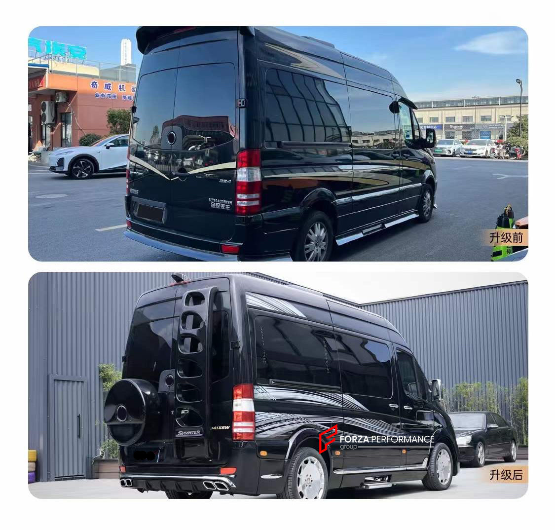 AMG STYLE BODY KIT for MERCEDES-BENZ SPRINTER W906 2006 - 2018  Set includes:  Front Bumper Front Grille Side Skirts Rear Diffuser Exhaust Tips