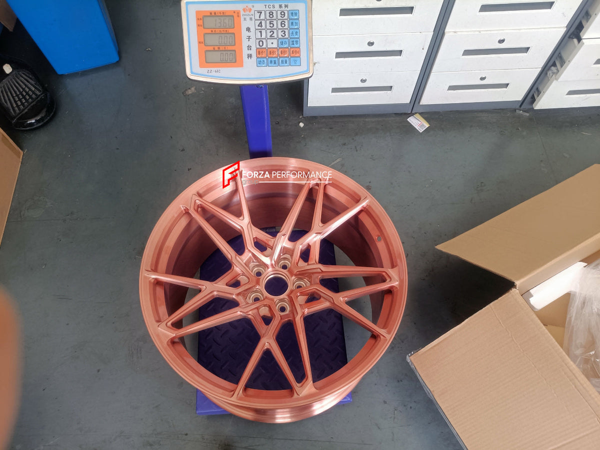 FORGED WHEELS RIMS FOR MCLAREN P47 SUV 2028+ Forza Performance custom fit buy Rose Gold Y-Spoke style design wheels