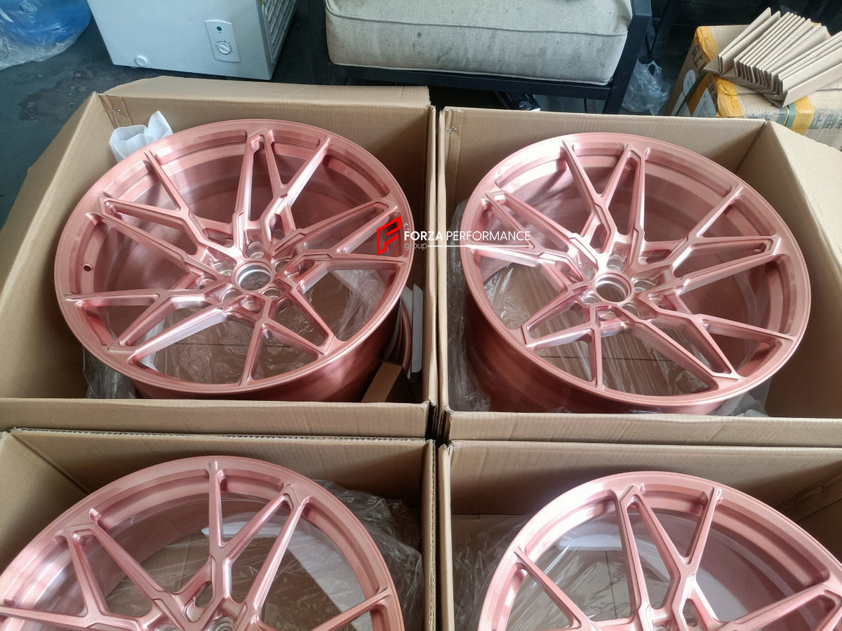 FORGED WHEELS RIMS FOR MCLAREN P47 SUV 2028+ Forza Performance custom fit buy Rose Gold Y-Spoke style design wheels