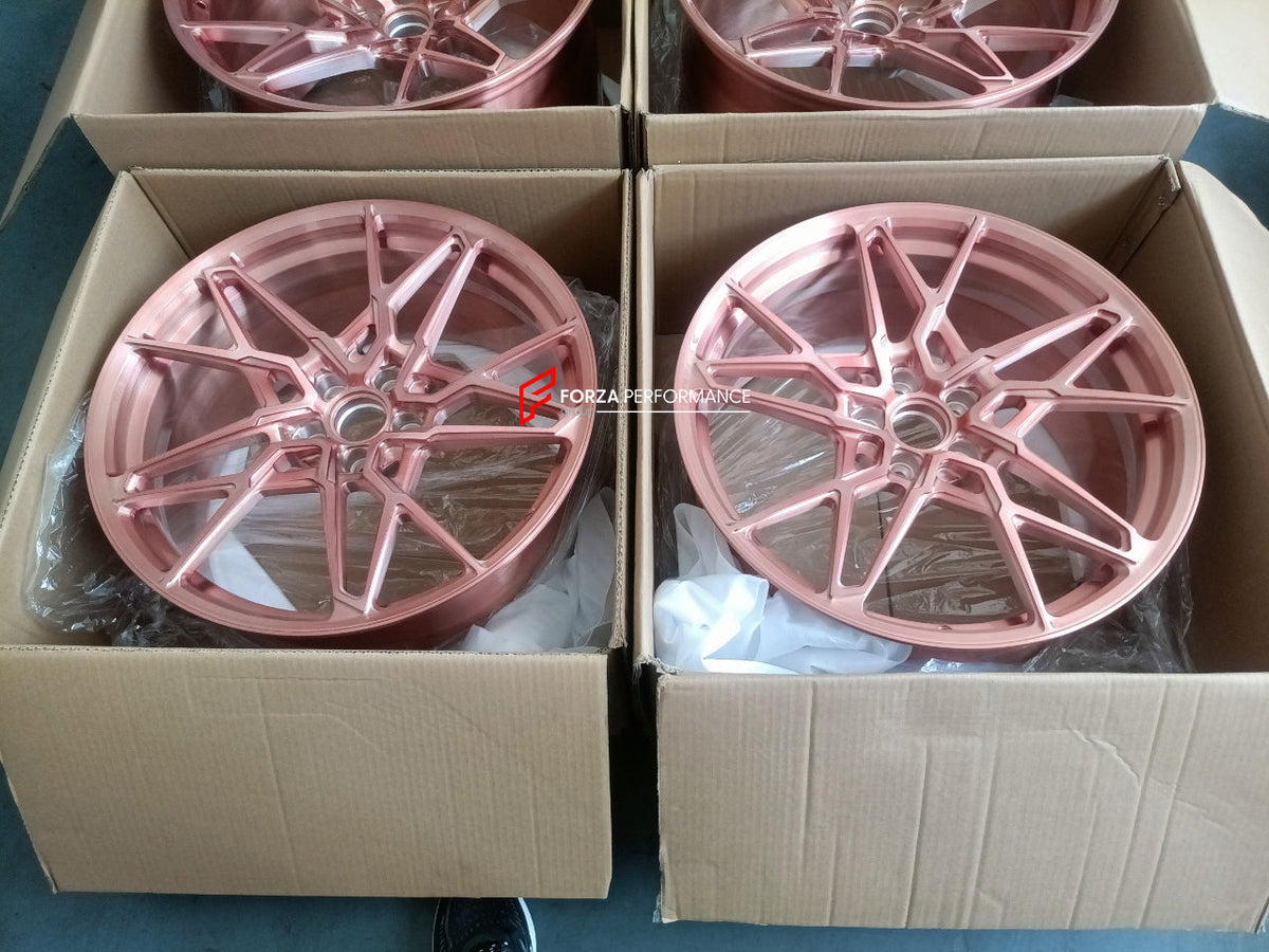 FORGED WHEELS RIMS FOR MCLAREN P47 SUV 2028+ Forza Performance custom fit buy Rose Gold Y-Spoke style design wheels