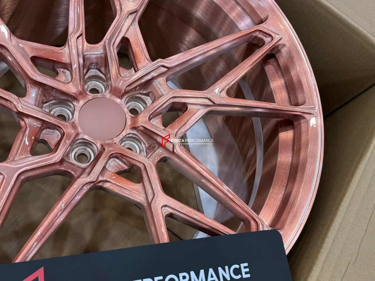 FORGED WHEELS RIMS FOR MCLAREN P47 SUV 2028+ Forza Performance custom fit buy Rose Gold Y-Spoke style design wheels