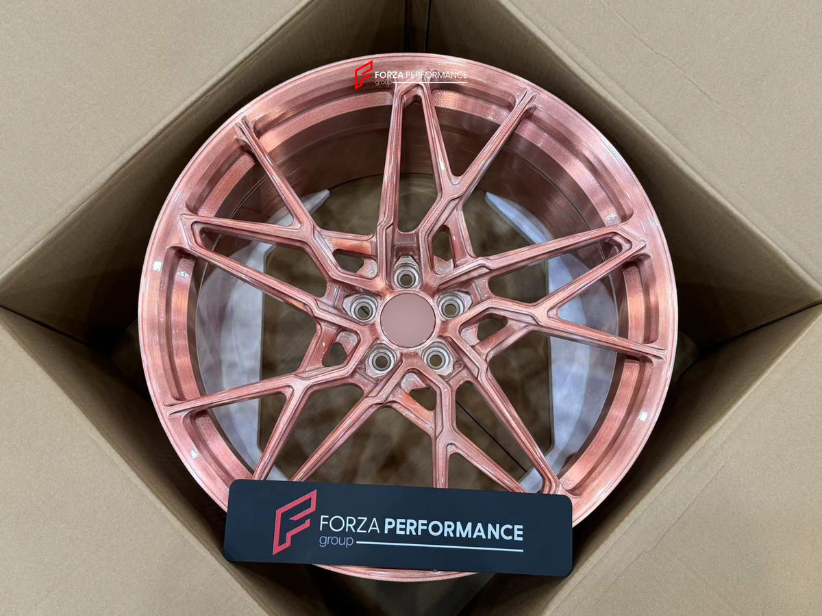 FORGED WHEELS RIMS FOR MCLAREN P47 SUV 2028+ Forza Performance custom fit buy Rose Gold Y-Spoke style design wheels