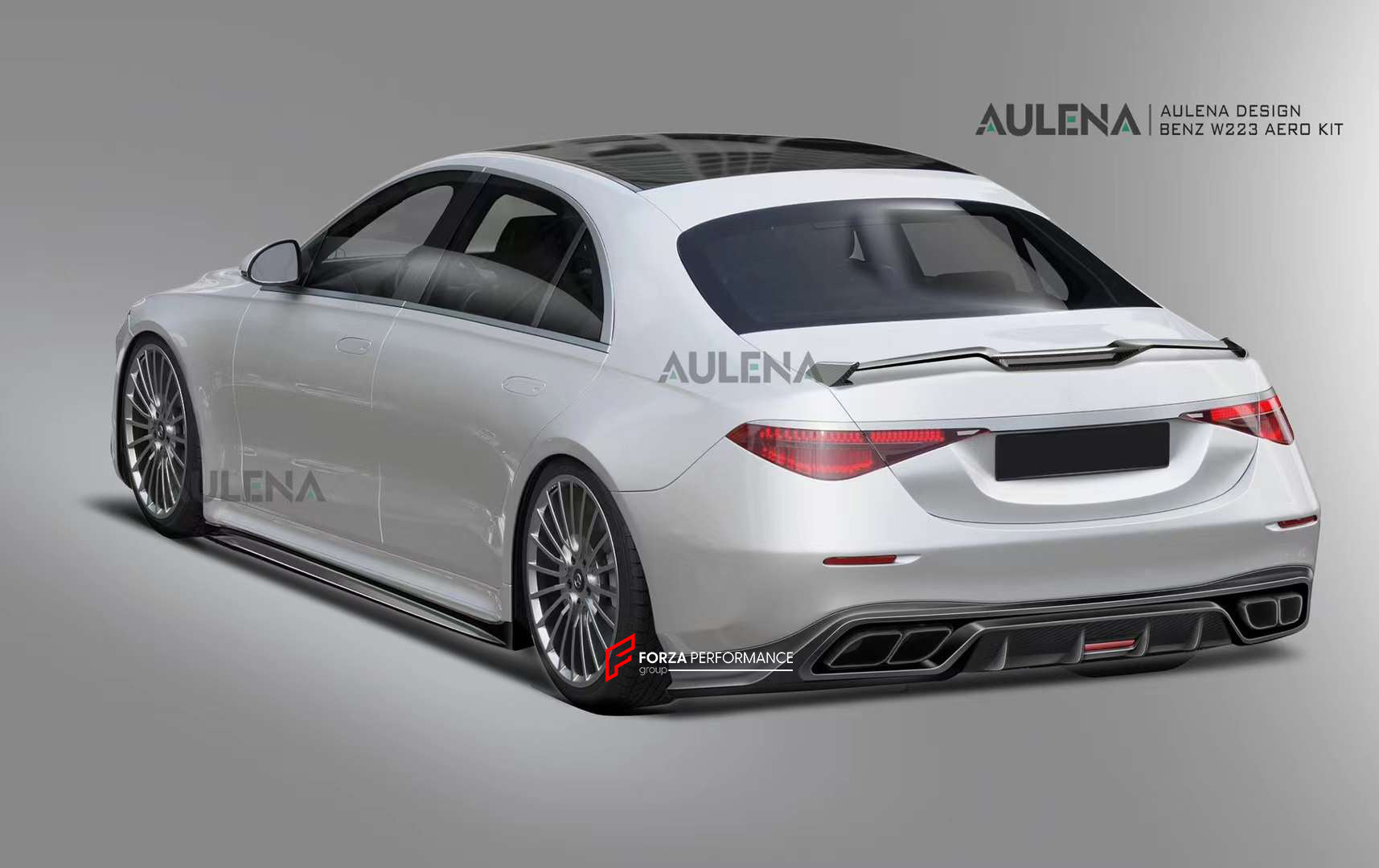 AUTHENTIC AULENA CARBON BODY KIT for MERCEDES-BENZ S-CLASS W223 S320 S400 S450 AMG 2021+  Set includes:  Front Lip Front Bumper Air Vents Side Skirts Rear Diffuser With LED Light Rear Spoiler/Wing