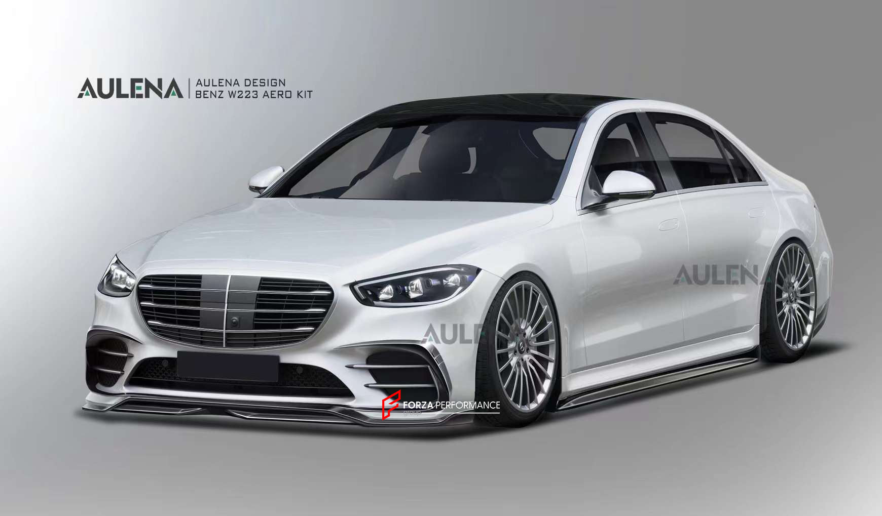 AUTHENTIC AULENA CARBON BODY KIT for MERCEDES-BENZ S-CLASS W223 S320 S400 S450 AMG 2021+  Set includes:  Front Lip Front Bumper Air Vents Side Skirts Rear Diffuser With LED Light Rear Spoiler/Wing
