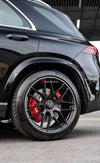 In the photos above you can see an installed&nbsp;Forza Performance Group set of large front brakes for the MERCEDES-BENZ GLE 53 AMG X167 FACELIFT 2023&nbsp;with 410x36mm / 380x28mm&nbsp;brake discs by 22-inch brake rotors.  Current set includes:  2x Front Brake calipers AP9570 2x Rear Brake calipers AP9582 2x Front Brake discs 410x36mm 2x Rear Brake discs 380x28mm 4x Brake caliper adapters 4x Brake Pads  4x Brake hoses and installation kits with nipples