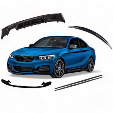 Body kit M performance style for BMW 2 SERIES F22 2014 - 2021  Set includes:  Front lip Side skirts Rear Diffuser  Spoiler Material: Plastic
