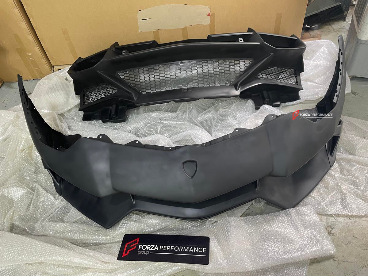 CONVERSION LAMBORGHINI AVENTADOR 50TH ANNIVERSARY BODY KIT for LAMBORGHINI AVENTADOR LP700 LP720 2011 - 2015 FORZA PERFORMANCE Custom Fit
Set includes:

Front Bumper Cover with Mesh
Rear Bumper Cover with Mesh
Material: Fiberglass

NOTE: Professional installation is required.