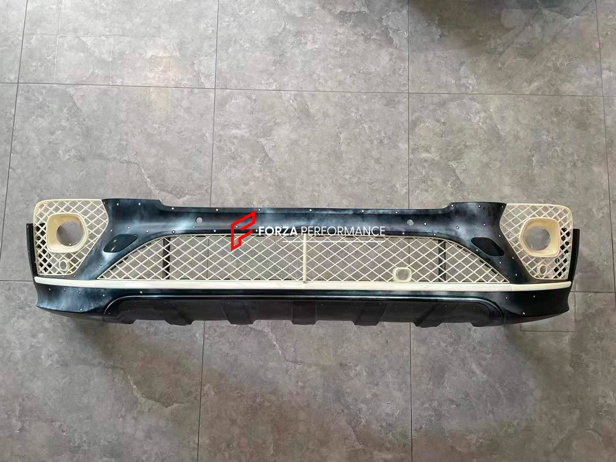 FRONT BUMPER ASSEMBLY for BENTLEY BENTAYGA 2020+

Set includes:

Front Bumper&nbsp;
Front Bumper Trims

Front Bumper Meshes
Grille

Material: Plastic

Note: Professional installation is required.