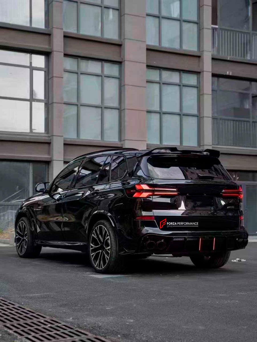 BODY KIT for BMW X5 G05 LCI 2023+

Set includes:

Front Lip
Rear Roof Spoiler
Rear Diffuser
Exhaust Tips
Material: Plastic

Note: Professional installation is required.
