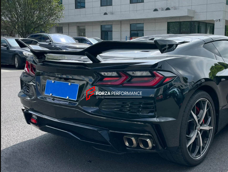 BODY KIT for CHEVROLET CORVETTE C8 2019+  Set includes:  Front Bumper Front Lip Side Skirts Rear Spoiler Rear Bumper Rear Diffuser