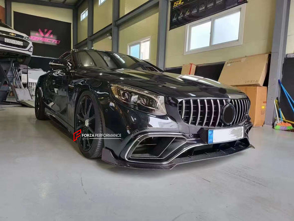 CARBON BODY KIT for MERCEDES BENZ S63 COUPE C217 2018 - 2021  Set includes:  Front Lip Front Bumper Air Vents Rear Bumper Canards Rear Diffuser Rear Wing Spoiler