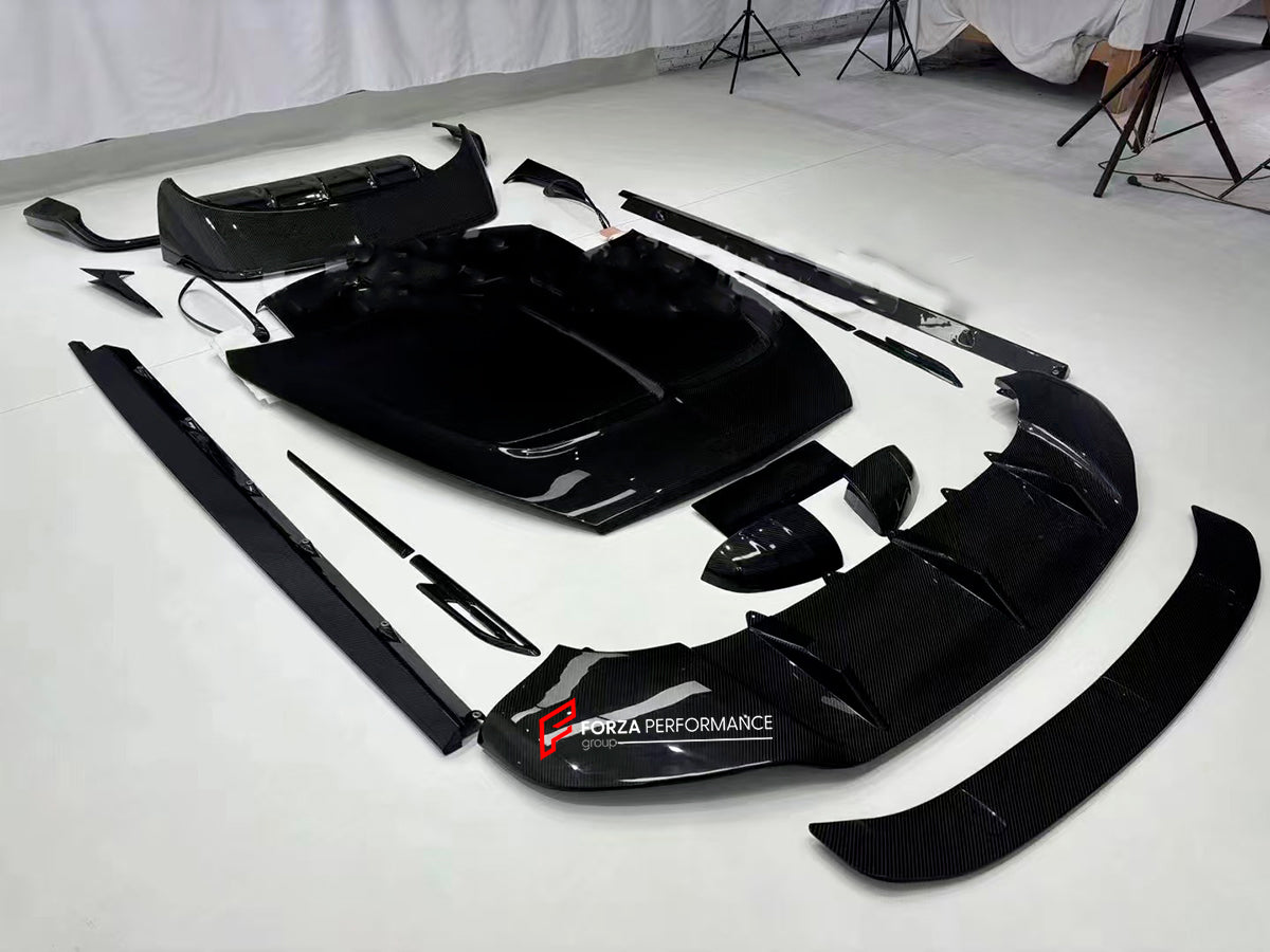 CARBON BODY KIT for BENTLEY BENTAYGA 2020+

Set includes:

Front Lip

Hood
Side Mirror Covers
Side Trims
Roof Spoiler
Rear Diffuser
Material: Carbon Fiber


Note: Professional installation is required.