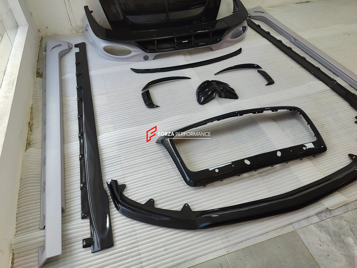 CARBON BODY KIT for BENTLEY FLYING SPUR 2020+ Set includes: Hood Front Grille Frame Front Lip Side Skirts Rear Diffuser Side Mirror Covers