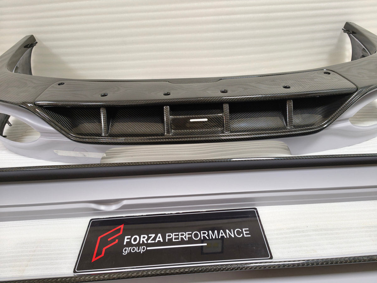 CARBON BODY KIT for BENTLEY FLYING SPUR 2020+

Set includes:
Hood Bonnet
Front Grille Frame
Front Lip
Side Skirts
Rear Diffuser
Side Mirror Covers
Material: Carbon Fiber

Note: Professional installation is required