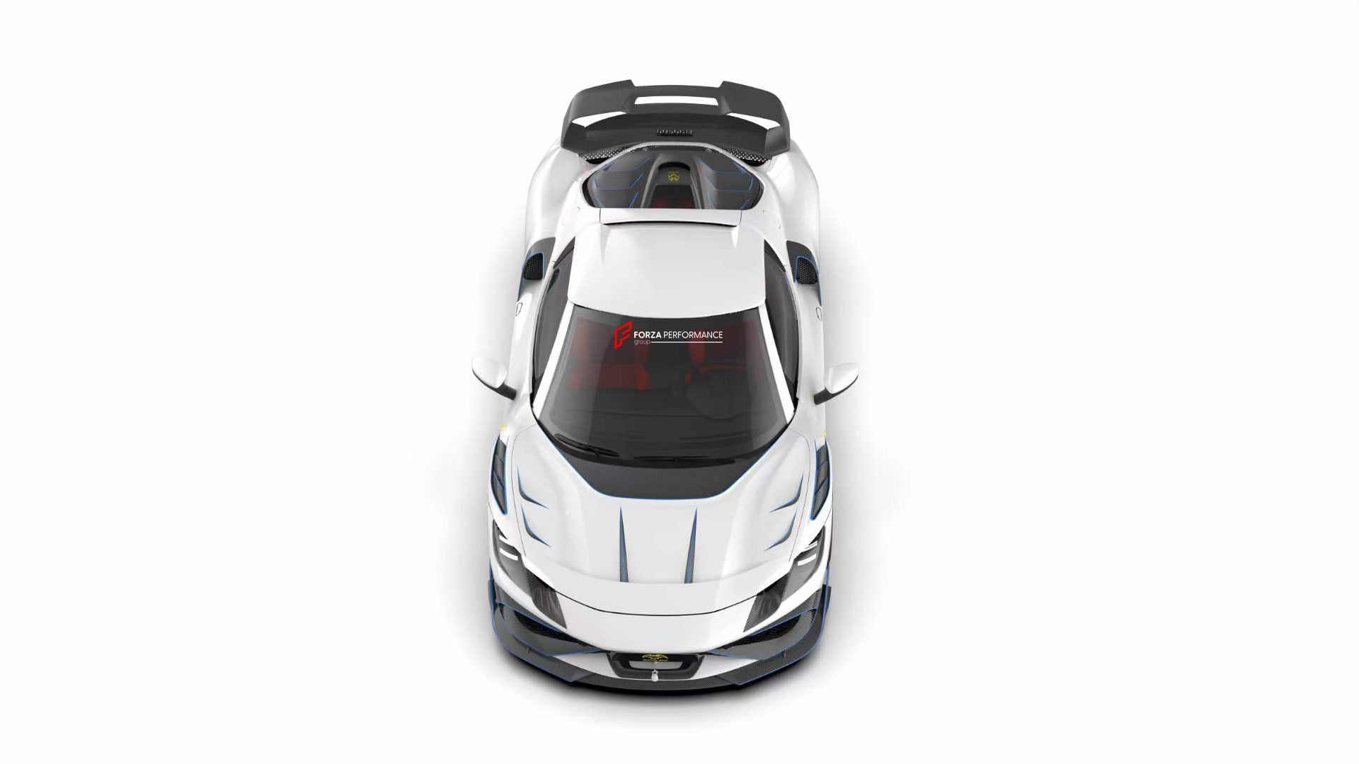 CARBON BODY KIT for FERRARI 296 GTB/GTS  Set includes: Front Lip Front Bumper Air Vent Covers Hood Panel Trim Fender Vents Side Skirts Side Air Vent Covers Engine Cover Rear Spoiler Rear Diffuser
