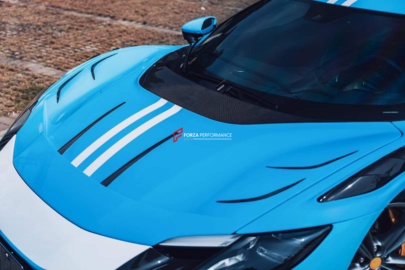 CARBON BODY KIT for FERRARI 296 GTB/GTS  Set includes: Front Lip Front Bumper Air Vent Covers Hood Panel Trim Fender Vents Side Skirts Side Air Vent Covers Engine Cover Rear Spoiler Rear Diffuser