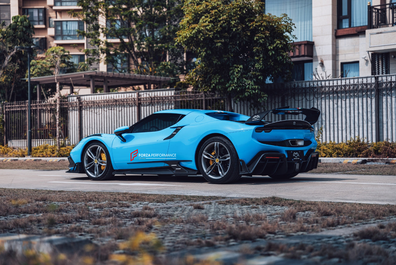 CARBON BODY KIT for FERRARI 296 GTB/GTS  Set includes: Front Lip Front Bumper Air Vent Covers Hood Panel Trim Fender Vents Side Skirts Side Air Vent Covers Engine Cover Rear Spoiler Rear Diffuser