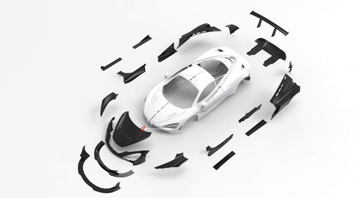 CARBON BODY KIT for MCLAREN 720S 2017+  Set includes:  Front Lip  Front Bumper Hood Front Fenders Side Skirts Rear Quarter Panels Rear Spoiler Rear Diffuser
