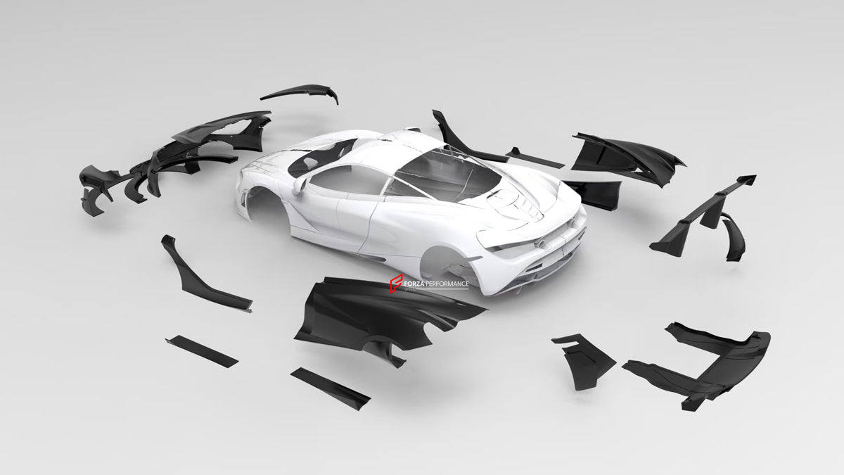 CARBON BODY KIT for MCLAREN 720S 2017+  Set includes:  Front Lip  Front Bumper Hood Front Fenders Side Skirts Rear Quarter Panels Rear Spoiler Rear Diffuser