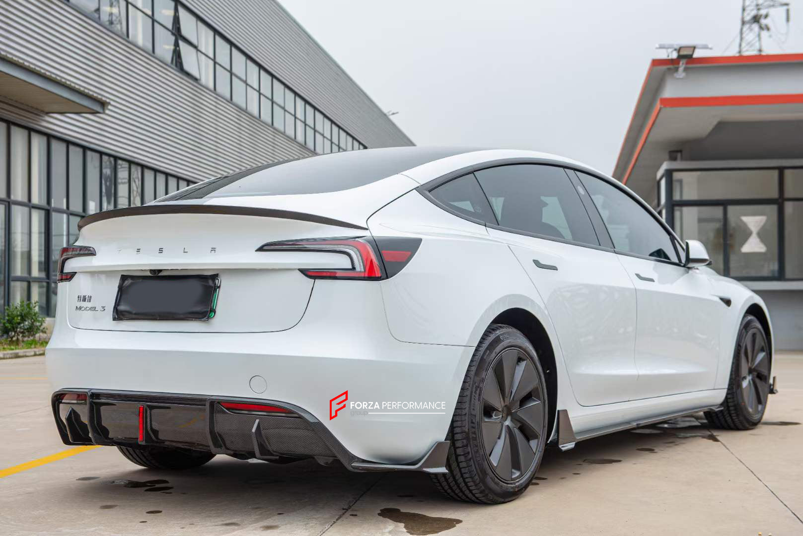 CARBON BODY KIT for TESLA MODEL 3  Set includes:  Hood Front Lip Side Skirts Rear Spoiler Rear Diffuser
