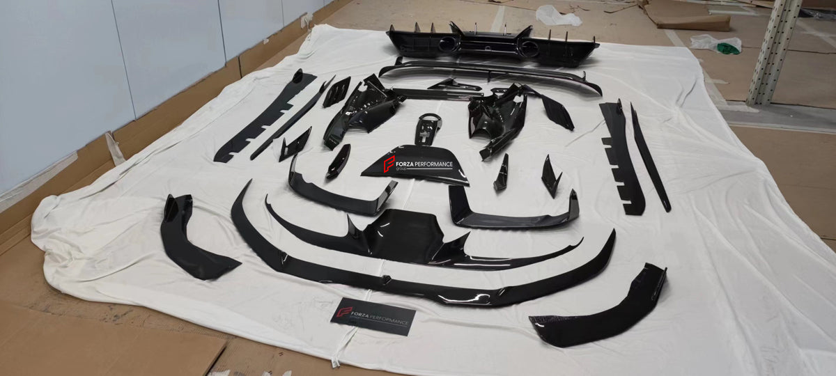CARBON FIBER BODY KIT for FERRARI F8 Tributo Paktechz Set includes: Front lip Side skirts Rear diffuser Rear wing spoiler Production time: 10 days Material: Real carbon fiber