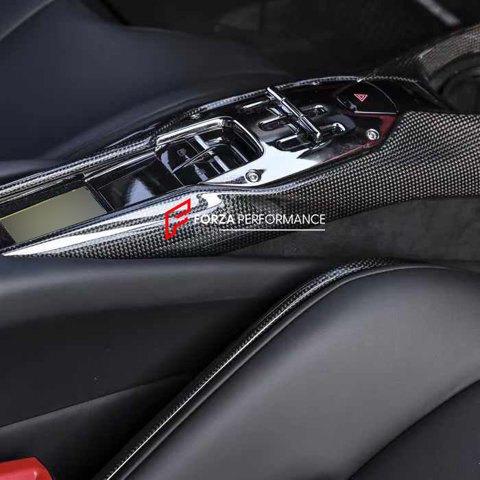 CARBON INTERIOR FRONT TUNNEL CENTER CONSOLE BOX for FERRARI 296 GTB/GTS   Set includes: Center Console Box