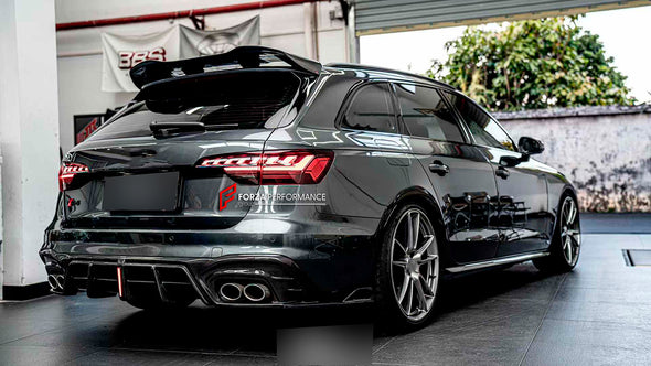CARBON BODY KIT FOR AUDI S4 AVANT RS4 B9 2019+

Set includes:

Front Lip
Front Canards
Hood/Bonnet
Side Skirts
Rear Roof Spoiler
Rear Diffuser (two options)

Material: Carbon

NOTE: Professional installation is required