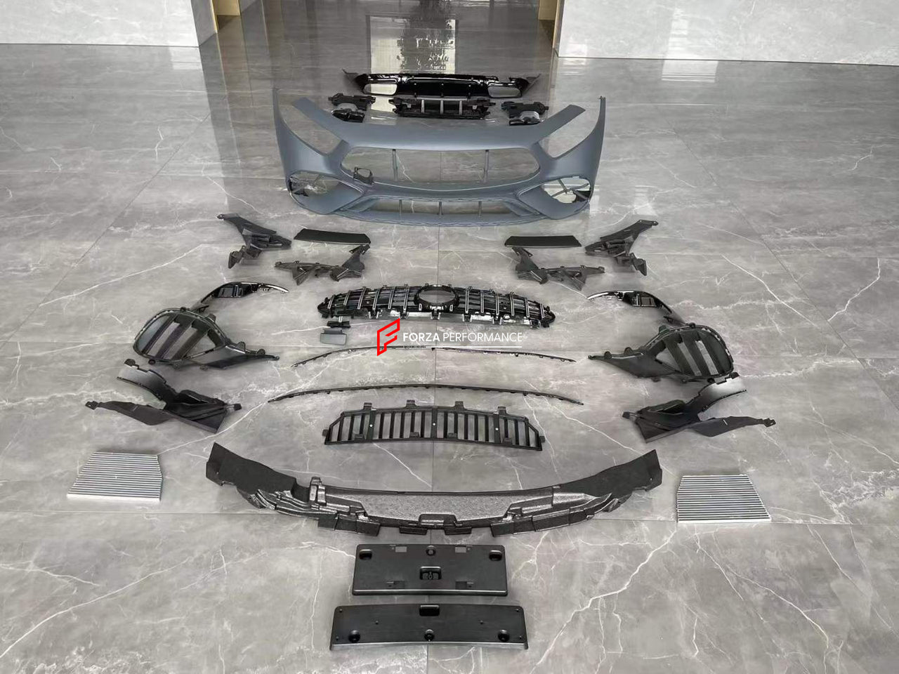 CONVERSION BODY KIT for MERCEDES-BENZ CLS-CLASS W257 2018+ upgrade to CLS GT 63 STYLE
Set includes:
Front Bumper Assembly
Front Grille
Rear Bumper
Rear Diffuser
Exhaust Tips
Material: Plastic
NOTE: Professional installation is required. You can order each part separately.