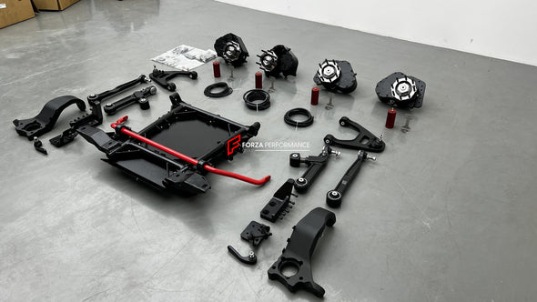 CONVERSION BODY KIT AND LIFT KIT PORTAL AXELS for MERCEDES-BENZ G-CLASS G63 W463A W464 G400 G500 to 4×4²  With this body and lift kit you can convert standard G63 to 4×4². Your car will look and feel indistinguishable from 4×4².  Body Kit includes:  Bullbar Roof LED DRL Bar Roof Rack Roof Ladder Side Fenders Side Skirts Spare Tire Cover Rear Middle Guard