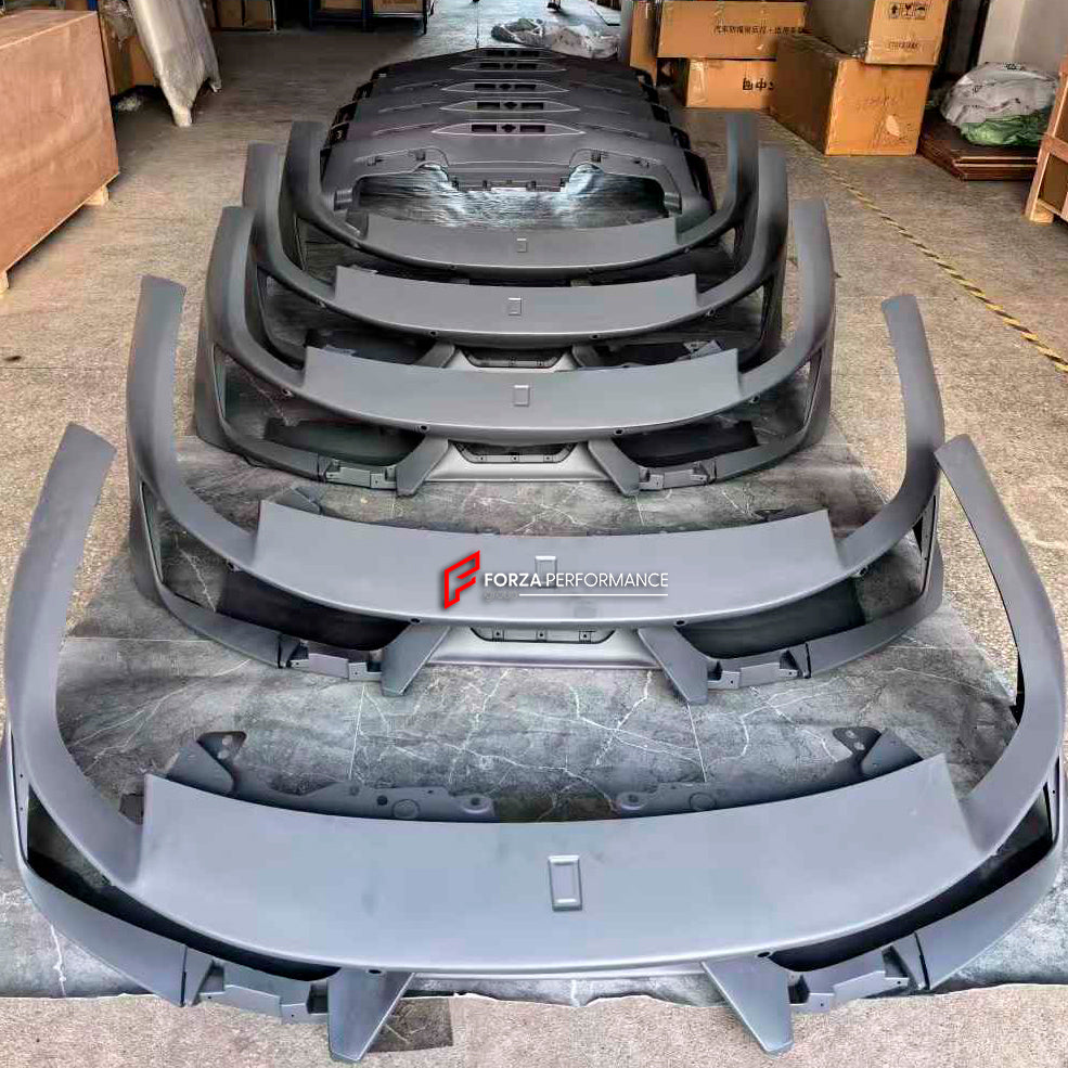 CONVERSION BODY KIT for FERRARI 488 2015+ upgrade to PISTA

Set includes:

Front Bumper
Carbon Front Lip
Carbon Hood/Bonnet
Carbon Side Skirts add-ons
Rear Bumper
Carbon Rear Diffuser
Rear Decklid Spoiler

Material: Plastic, Autoclaved Fiberglass, Dry Carbon Fiber

Note: Professional installation is required