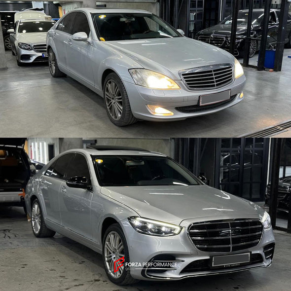CONVERSION BODY KIT FOR MERCEDES-BENZ W221 2006-2013 UPGRADE TO W223  Set includes:   Front bumper assembly Hood/Bonnet Headlights Front Fenders Rear Fenders Rear trunk Rear Taillights Rear Bumper Assembly Exhaust tips