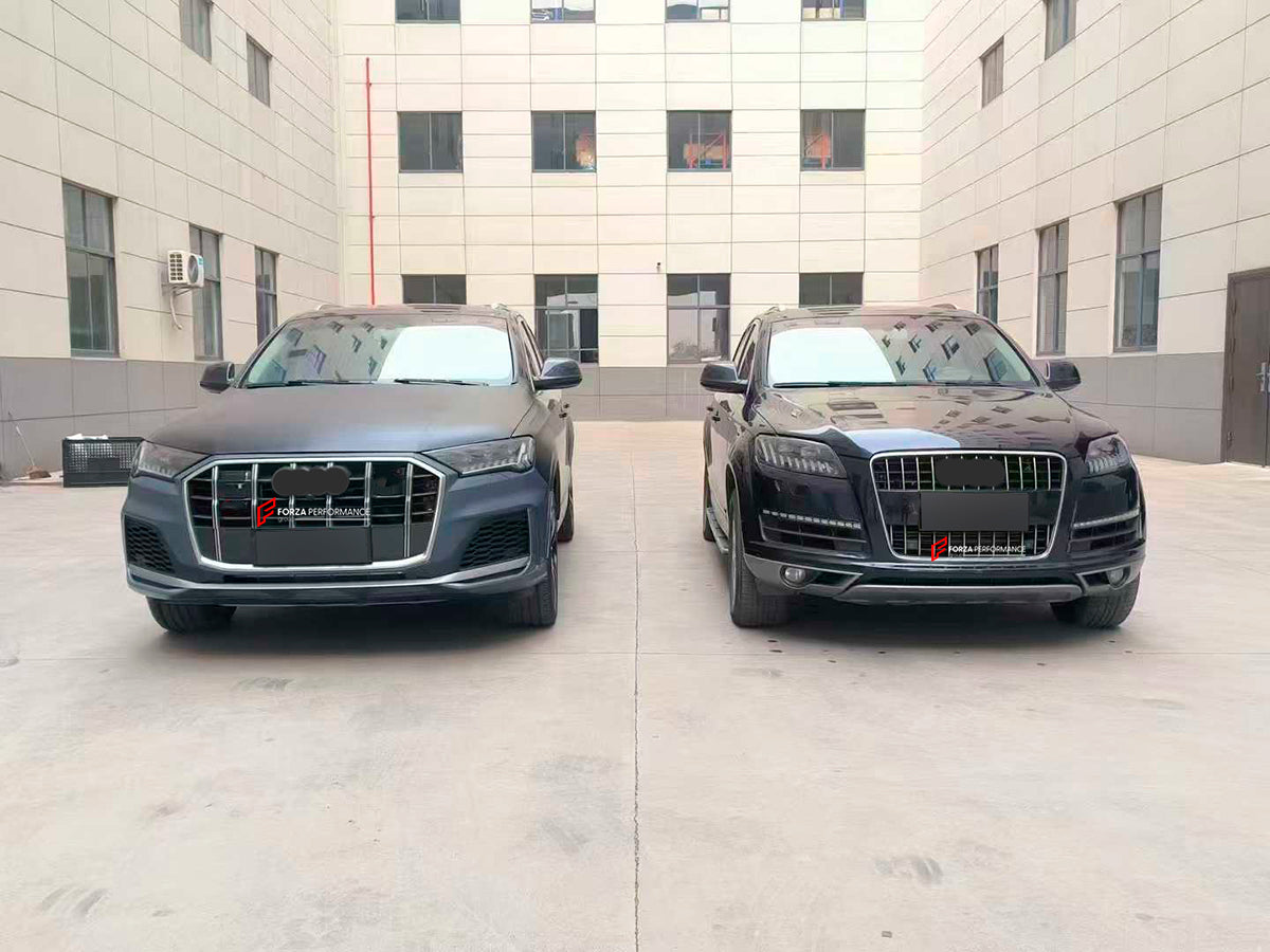 CONVERSION BODY KIT for AUDI Q7 4L FACELIFT 2009 - 2015 upgrade to Q7 4M FACELIFT 2019 - 2024

Set includes:

Front Bumper Assembly
Front Lip
Front Grille
Headlights
Hood/Bonnet
Fender Flares
Roof Spoiler
Trunk

Tail Lights
Rear Bumper
Rear Bumper Assembly
Rear Diffuser
Exhaust Tips

Material: Plastic, Stainless Steel&nbsp;

NOTE: Professional installation is required.