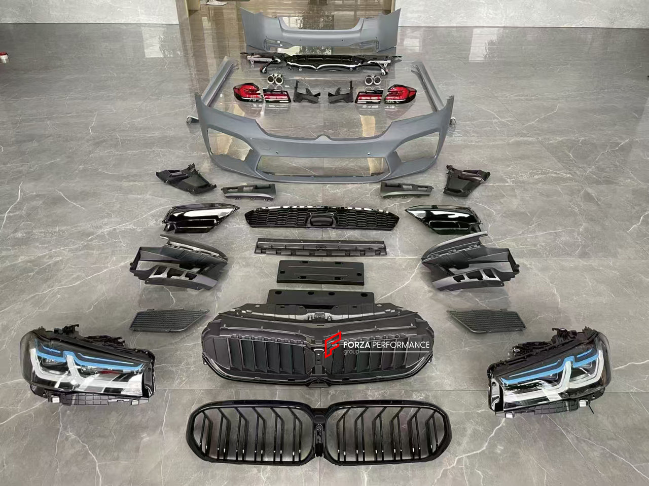 CONVERSION BODY KIT for BMW 5 SERIES G30 2018 - 2020 UPGRADE to M5 F90 LCI FACELIFT 2020 - 2023

Set includes:

Front Bumper
Front Bumper Trims
Front Grille
Headlights
Side Skirts
Tail Lights
Rear Bumper
Rear Diffuser
Exhaust Tips

Material: Plastic

NOTE: Professional installation is required.
Keywords ►

Conversion Body Kit for BMW 5 Series G30 2018-2020, BMW 5 Series G30 to M5 F90 LCI Facelift Conversion, BMW 5 Series Conversion Body Kit Upgrade to M5 F90, BMW M5 F90 LCI Facelift Conversion Body Kit, Cus