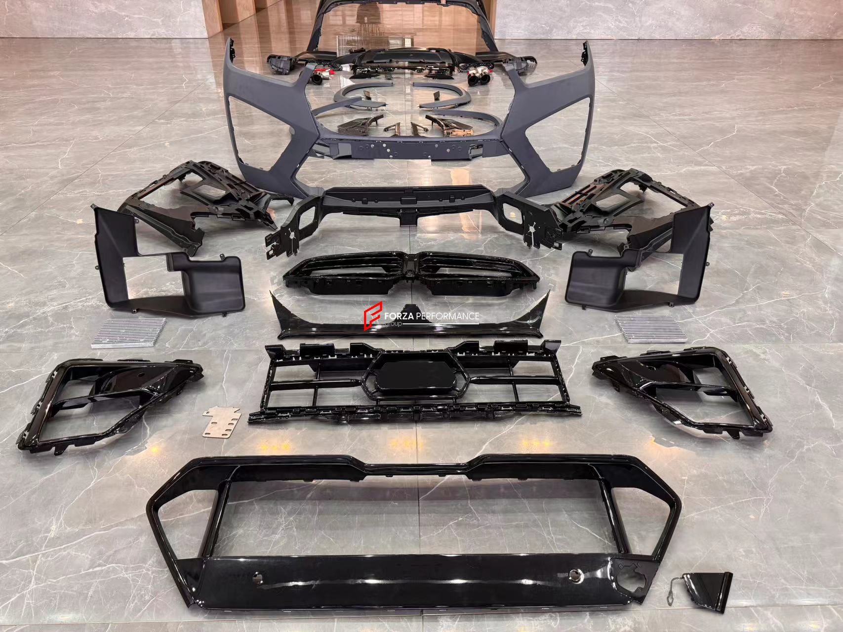 CONVERSION BODY KIT for BMW X6 G06 LCI 2023+ to X6M F96 LCI 2023+  Set includes:  Front Bumper Assembly Side Fender Flares Rear Bumper Assembly Exhaust Tips